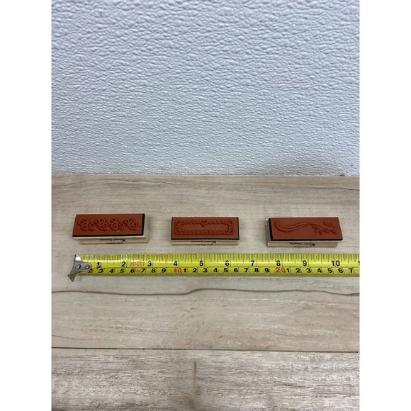 2001 Westwater Enterprises Set Of 3 Floral Wood Mounted Rubber Stamps - Picture 3 of 3